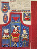 Daisy Kingdom Barnyard apron panel, fabric panel for an apron that includes a cow, chicken and pig, hot pad and towel applique included