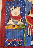 Daisy Kingdom Barnyard apron panel, fabric panel for an apron that includes a cow, chicken and pig, hot pad and towel applique included