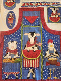 Daisy Kingdom Barnyard apron panel, fabric panel for an apron that includes a cow, chicken and pig, hot pad and towel applique included