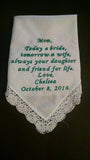 women&#39;s embroidered handkerchief // wedding // grandmother // mother-in-law//step mom// custom personalized with gift box