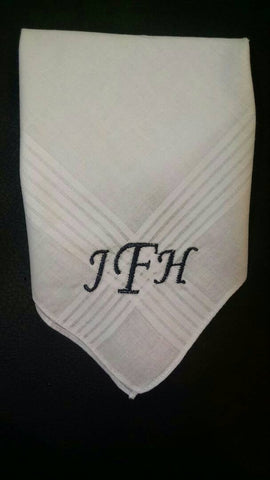 men&#39;s monogrammed handkerchief custom embroidered personalization