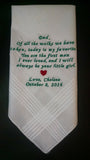 Personalized embroidered men&#39;s handkerchief  for groom or father-of-the-bride or step dad with gift box