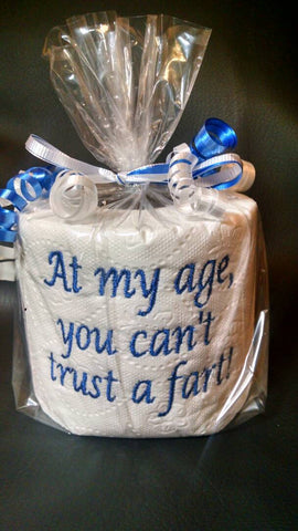 embroidered Can&#39;t Trust a Fart toilet paper, gag gift, white elephant gift, birthday gift
