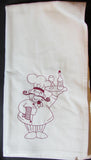 Chef with wine and wine bottle embroidered tea towel