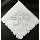 women&#39;s embroidered handkerchief // wedding // grandmother // mother-in-law//step mom// custom personalized with gift box