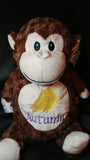 Custom personalize brown and tan monkey stuffed animal - birth statistics - child's name - wedding - ring bearer gift - flower girl gift