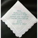 Personalized embroidered women&#39;s handkerchief mother-of-the-bride  mother-in-law  step mom  grandmother handkerchief with gift box