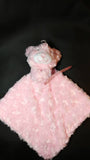 personalized baby pink bear lovey security blanket, custom new baby gift, baby shower gift, monogrammed blanket, woodland nursery, Christmas