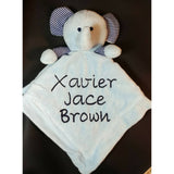 personalized baby blue elephant lovey security blanket, custom embroidered baby shower gift, adoption gift, birthday gift, Christmas gift