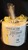 embroidered toilet paper I hate my job toilet paper white elephant, gag, retirement, secret pal, dental hygienist or dentist gift