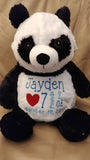 Custom personalized embroidered birth statistics stuffed panda plush animal new baby adoption baptism ring bearer flower girl