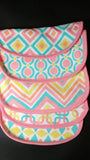monogram baby bib, personalized bib,  geometric shapes bib, baby gift, custom embroidered baby gift, cloth bib, drooling bib
