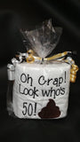 embroidered milestone 30 40 50 60 70 80 90 or 100 birthday toilet paper gag gift funny birthday gift