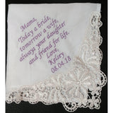 Baptism handkerchief, custom personalized with gift box, wedding, mother-of-the-bride, mother-in-law, step mom, grandmother, baptism gift