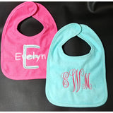 monogram baby bib with water resistant, Custom embroidered monogram terry cloth bib, new baby gift, drool bib, baby shower gift