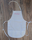 white toddler child apron, paint smock, custom personalized embroidered apron, Christmas gift, cooking apron