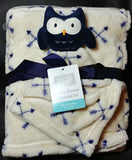 blue owl lovey, security blanket 2-piece set, custom personalized embroidered baby gift, Easter gift, new baby shower gift