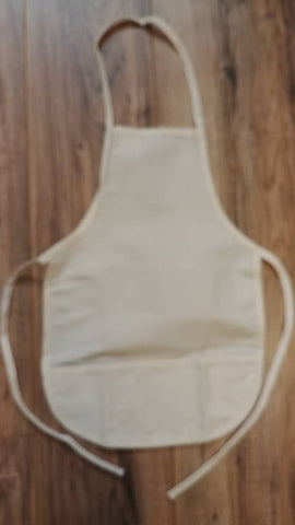 off white toddler child apron / paint smock custom personalized embroidered apron