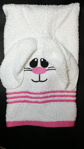 Easter bunny hand towel,  Easter bathroom decor, bath toy, Easter gift, Easter basket stuffer, children's bathroom decor, birthday gift