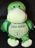 Custom embroidered birth statistics stuffed dinosaur plush animal personalized gift