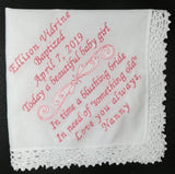 Baptism handkerchief, custom personalized with gift box, wedding, mother-of-the-bride, mother-in-law, step mom, grandmother, baptism gift