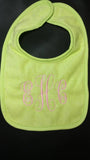 monogram baby bib with water resistant, Custom embroidered monogram terry cloth bib, new baby gift, drool bib, baby shower gift