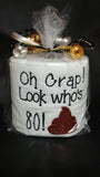 embroidered milestone 30 40 50 60 70 80 90 or 100 birthday toilet paper gag gift funny birthday gift