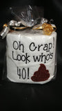 embroidered milestone 30 40 50 60 70 80 90 or 100 birthday toilet paper gag gift funny birthday gift