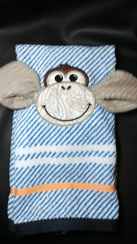 Monkey hand towel, kid&#39;s towel, zoo theme, jungle theme towel,3 dimensional zoo animal hand towel and wash cloth, birthday gift