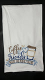 Coffee and friends embroidered tea towel