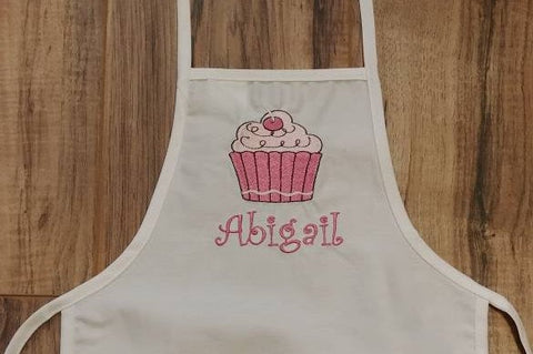 child's cupcake apron / paint smock custom personalized embroidered apron