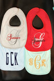 Monogram baby bib, custom baby gift, girl baby bib, boy baby bib, terry cloth bib, drool bib, baby gift, personalized new baby bib gift