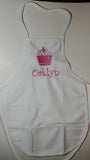 child&#39;s cupcake apron, paint smock, custom personalized embroidered apron