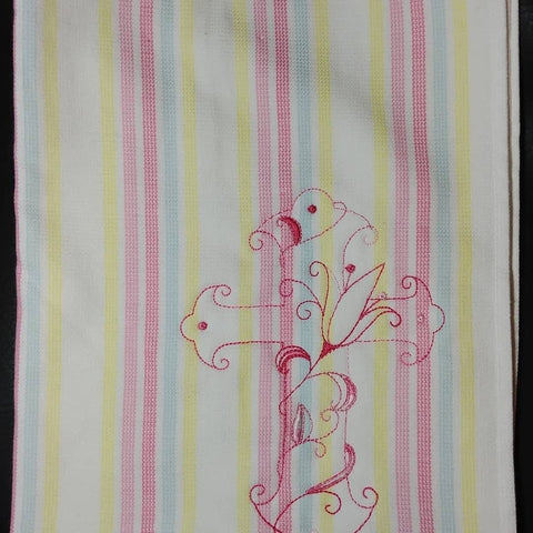 Cross embroidered tea towel, Easter kitchen decor, Easter gift, Easter kitchen towel, stocking stuffer