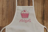 child&#39;s cupcake apron / paint smock custom personalized embroidered apron