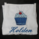 child's cupcake apron / paint smock custom personalized embroidered apron