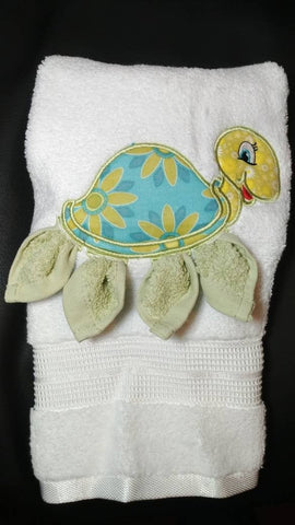 girl turtle bathroom decor, hand towel and wash cloth, children&#39;s bathroom decor, bath toy, birthday gift, Easter gift, turtle lover gift