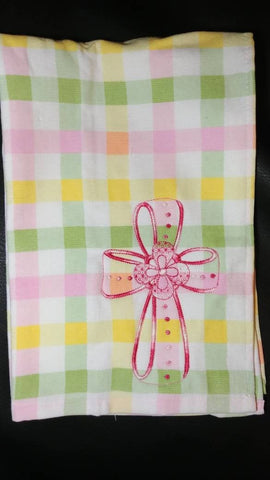 Cross embroidered tea towel, Easter kitchen decor, Easter gift, Easter kitchen towel