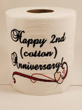 2nd Anniversary Traditional Cotton Embroidered Toilet Paper - A Memorable and Playful Gag Gift, cotton anniversary gift for him