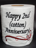 Second anniversary traditional cotton anniversary gift gag gift funny gift embroidered toilet paper