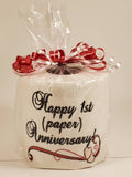 First anniversary embroidered toilet paper - gag gift - traditional first anniversary gift - 1st anniversary gift