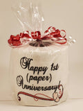 First anniversary embroidered toilet paper, gag gift, traditional first anniversary gift, 1st anniversary gift