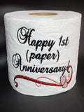 First anniversary embroidered toilet paper, gag gift, traditional first anniversary gift, 1st anniversary gift