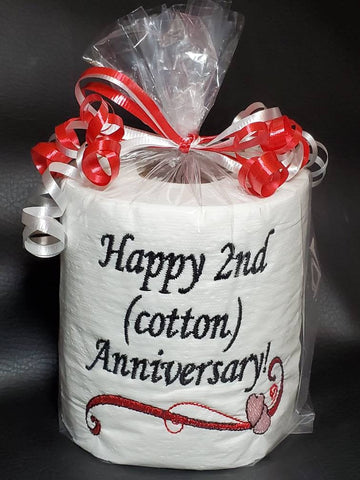 Second anniversary traditional cotton anniversary gift gag gift funny gift embroidered toilet paper