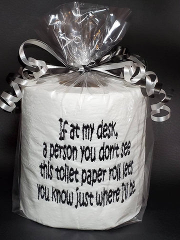 classroom / office bathroom pass embroidered toilet paper office toile ...