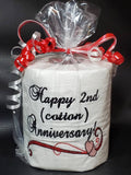 2nd Anniversary Traditional Cotton Embroidered Toilet Paper - A Memorable and Playful Gag Gift, cotton anniversary gift for him