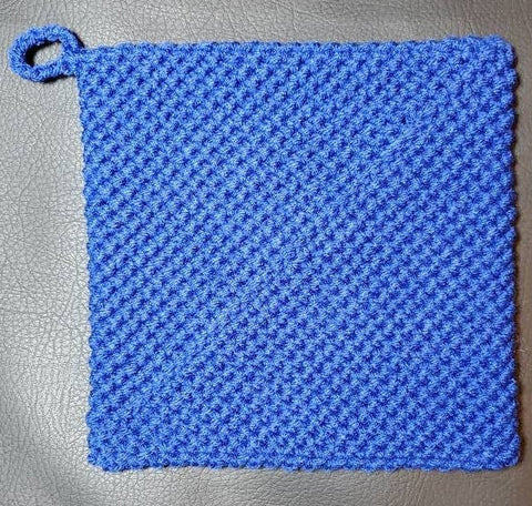 Crochet pot holder blue, kitchen decor, trivet, hot pad
