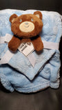 personalized baby blue bear lovey and blanket 2-piece set, Custom embroidered baby shower or adoption gift, monogrammed blanket, Christmas