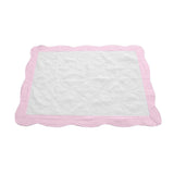 heirloom baby quilt white with pink trim, new baby gift, custom blanket, personalized blanket