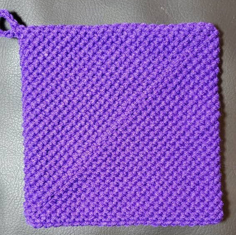 Crochet pot holder purple, kitchen decor, hot pad, trivet